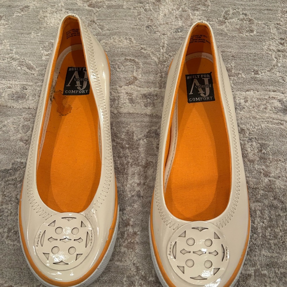 Aj Valenci Beige Flats with Decorative Cutouts